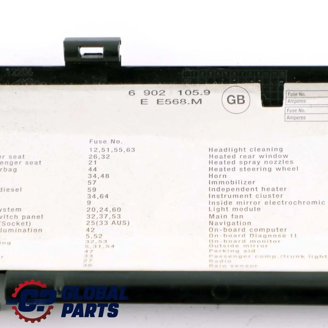 Fuse Box Label Trim Cover Panel Sticker to BMW X5 Series E53 with Part number 6902105 BMW X5 Series E53 Fuse Box Label Trim Cover Panel Sticker - SKU 6902105 - Part number 6902105