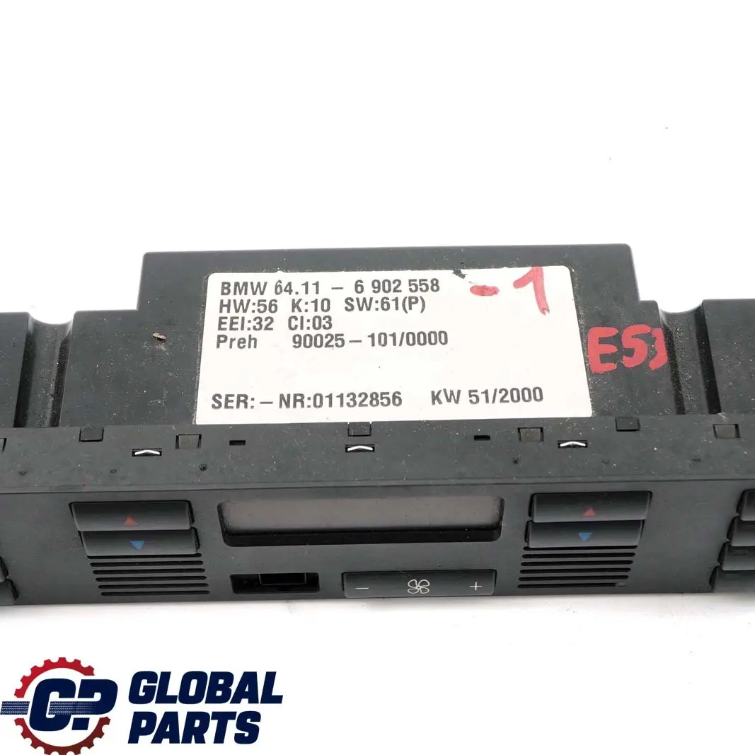 BMW X5 Series E53 1 Automatic Air Conditioning Controls Switch Block 6902558 - SKU 6902558-1 - Part number 6927898