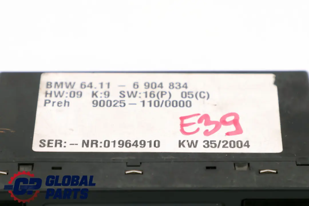 Conditioning Control to BMW 5 Series E39 Automatic Air with Part number 6904834 BMW 5 Series E39 Automatic Air Conditioning Control - SKU 6904834 - Part number 6904834