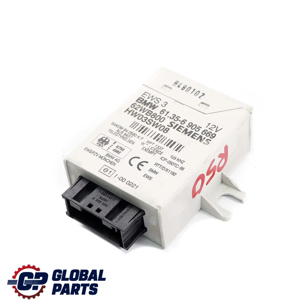 Control Unit Control Unit EWS3 to BMW X3 X5 E39 E46 E53 E83 Mini R50 R52 with Part number 6905669 BMW X3 X5 E39 E46 E53 E83 Mini R50 R52 Control Unit Control Unit EWS3 - SKU 6905669 - Part number 6905669
