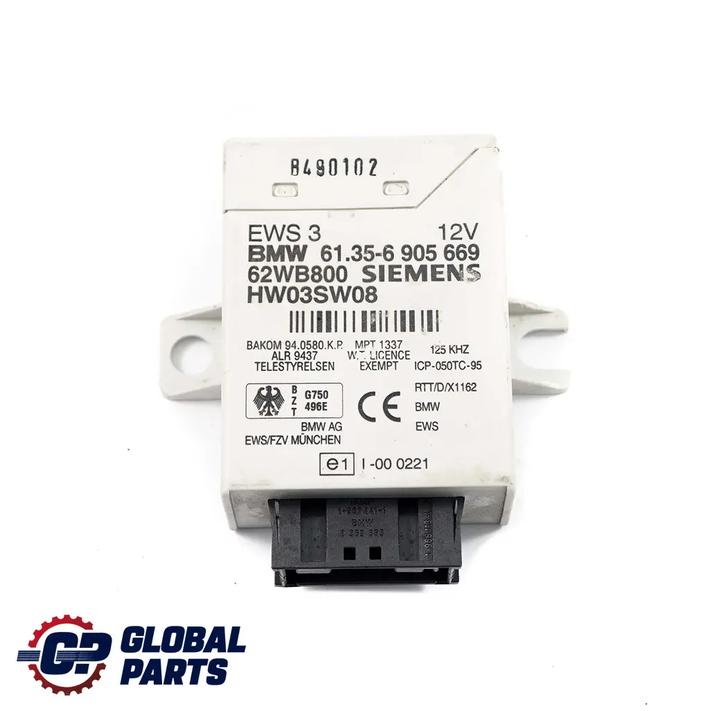 Control Unit Control Unit EWS3 to BMW X3 X5 E39 E46 E53 E83 Mini R50 R52 with Part number 6905669 BMW X3 X5 E39 E46 E53 E83 Mini R50 R52 Control Unit Control Unit EWS3 - SKU 6905669 - Part number 6905669