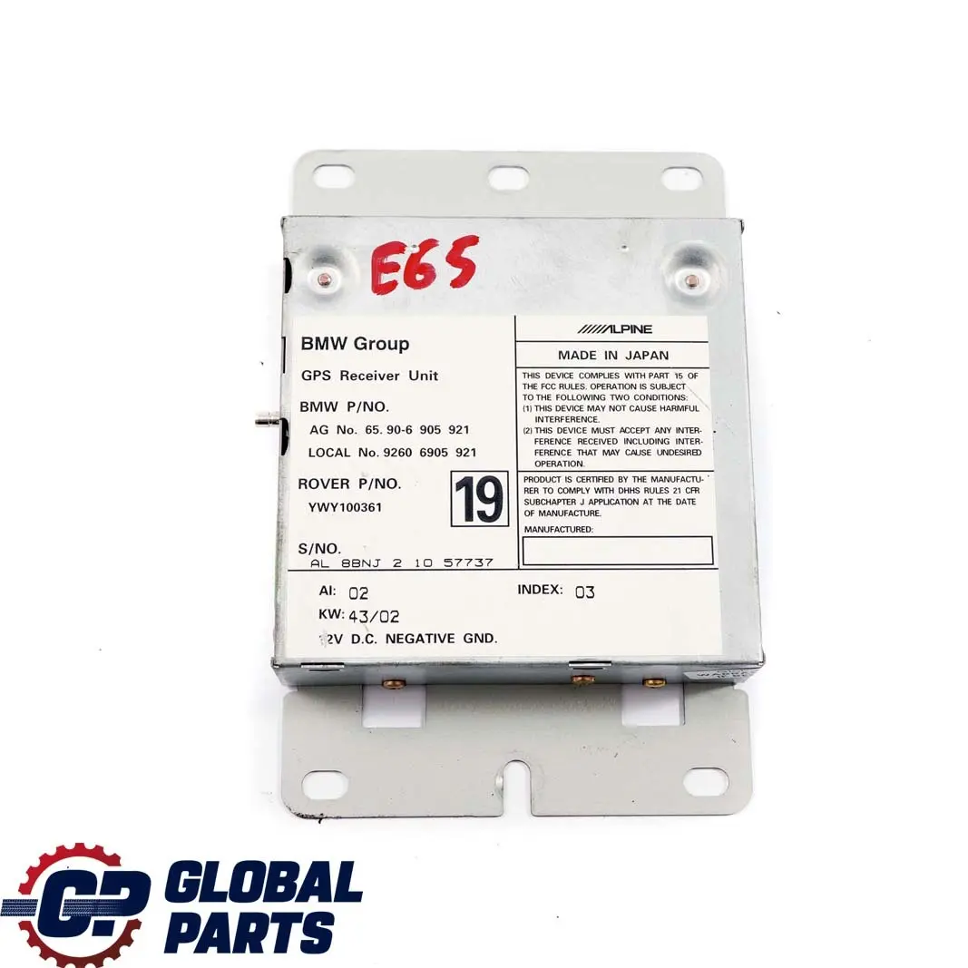 GPS Recepteur Commande Module Japon pour BMW 3 5 7 X5 E39 E46 E53 E65 à propos du numéro de pièce 6905921 BMW 3 5 7 X5 E39 E46 E53 E65 GPS Recepteur Commande Module Japon - SKU 6905921 - Numéro de pièce 6905921