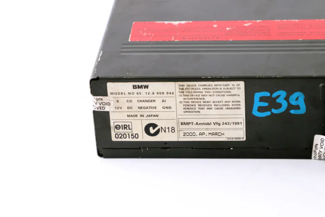 Zmieniarka Płyt Kompaktowych 6-CD Bez Magazynka do BMW E39 o numerze 6908948 BMW E39 Zmieniarka Płyt Kompaktowych 6-CD Bez Magazynka - SKU 6908948 - Numer Części 6908948