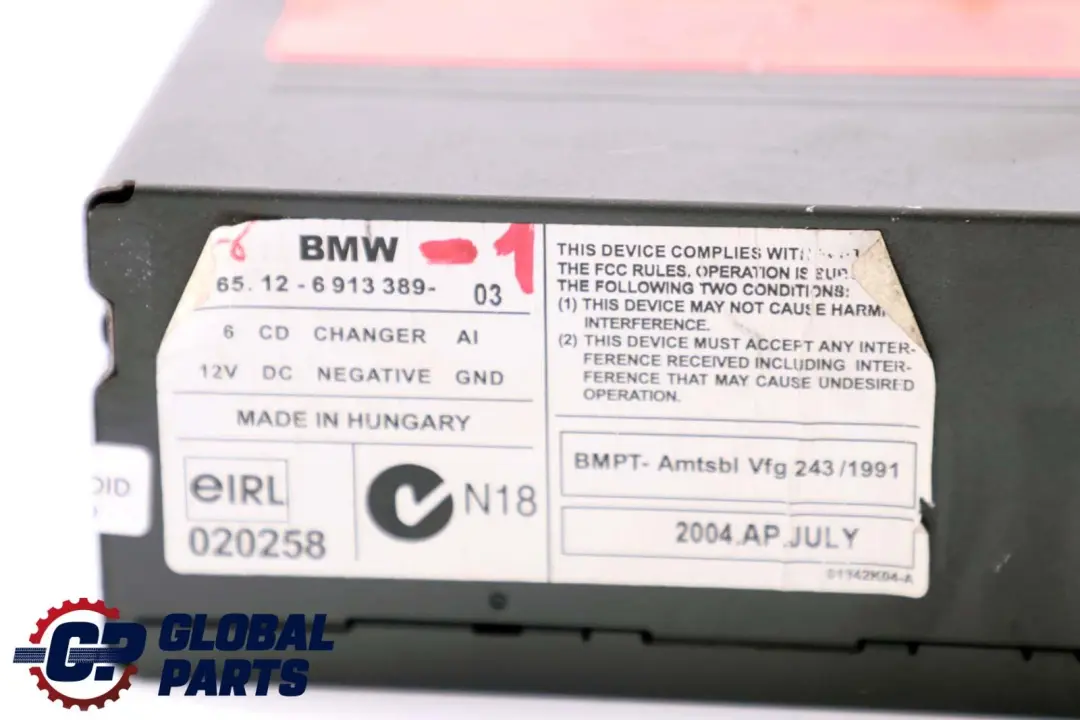 BMW X3 X5 Z4 Series E53 E83 E85 6-Disc CD Changer Multichanger With Magazine - SKU 6913389-1 - Part number 6913389