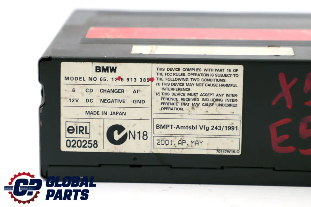 BMW X3 X5 Z4 E53 E83 E85 6 Disc CD Changer Multichanger Without Magazine - SKU 6913389 - Part number 6913389