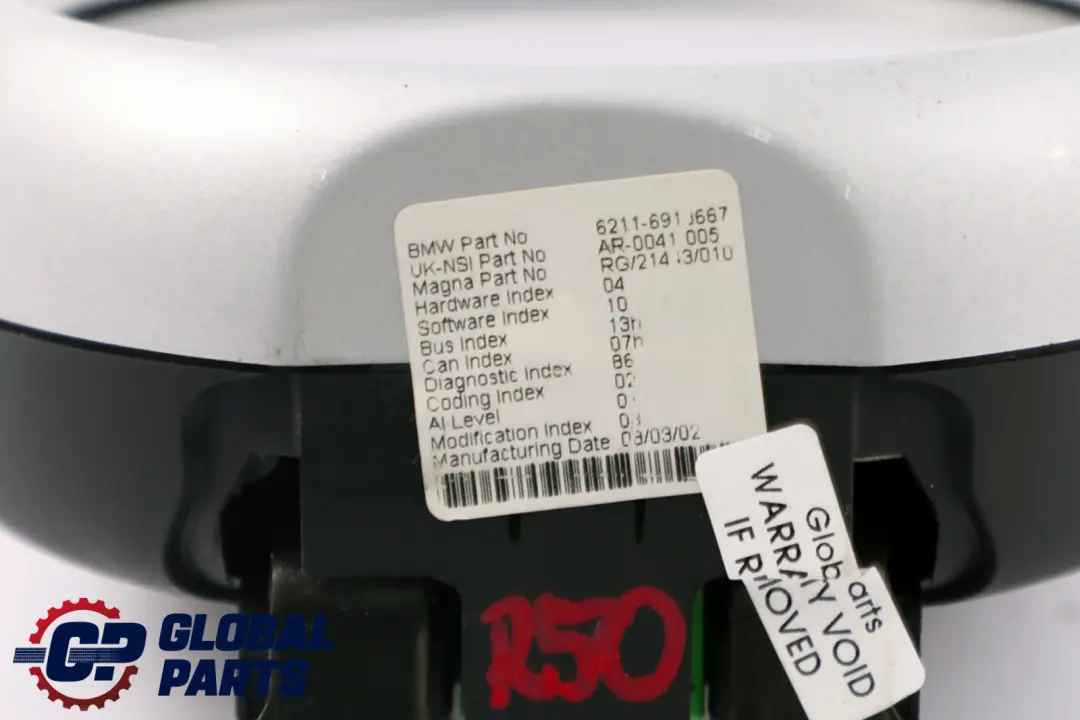 Compte-Tours Colonne de Direction Argent pour Mini Cooper R50 R53 à propos du numéro de pièce 6924924 Mini Cooper R50 R53 Compte-Tours Colonne de Direction Argent - SKU 6913667 - Numéro de pièce 6924924
