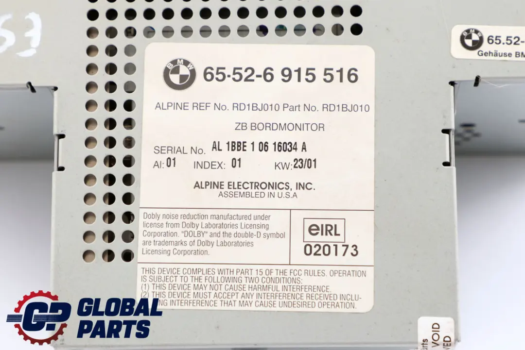 BMW X5 Series E53 Onboard Computer Navigation System Monitor Widescreen - SKU 6915516 - Part number 6915516