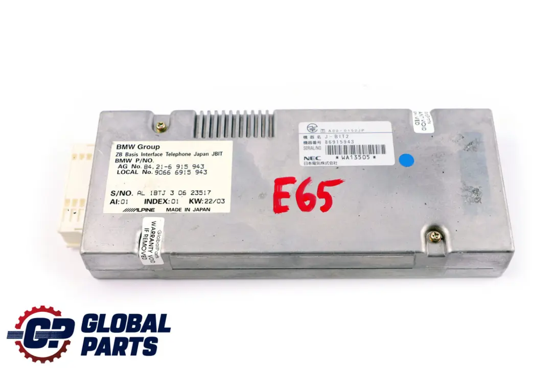 Interfaccia Telefono Veicolare Giappone per BMW 7 X3 Z4 E65 E66 E83 E85 con numero di parte 6915943 BMW 7 X3 Z4 E65 E66 E83 E85 Interfaccia Telefono Veicolare Giappone - SKU 6915943 - Numero di parte 6915943