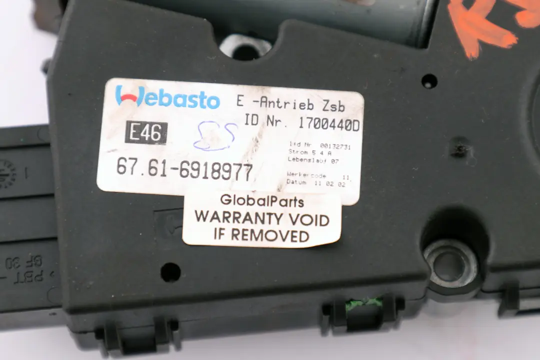 Sunroof Sliding Roof Drive Unit Motor to BMW E46 E38 Mini Cooper R50 R53 with Part number 67616918977 BMW E46 E38 Mini Cooper R50 R53 Sunroof Sliding Roof Drive Unit Motor - SKU 6918977 - Part number 67616918977