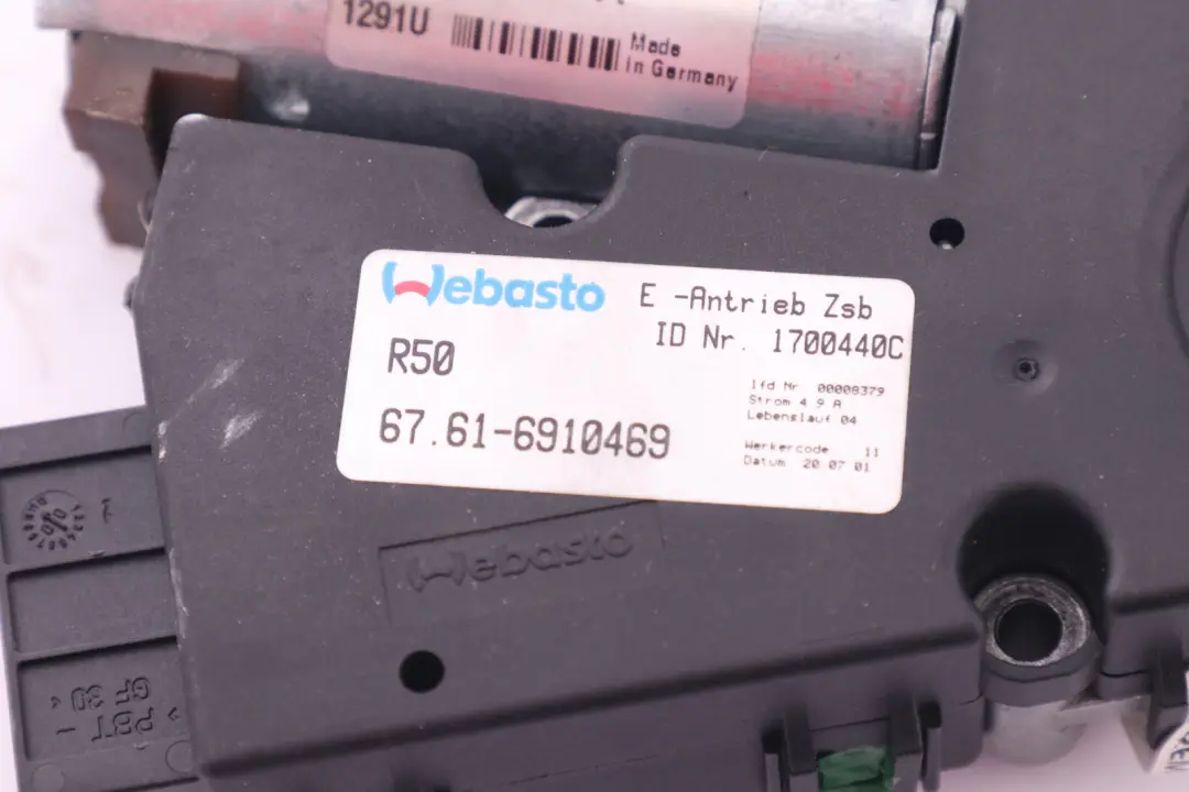 Schiebe Dach Antriebs Einheit Motor für BMW E46 E38 Mini Cooper R50 R53 mit Teilenummer 67616918977 BMW E46 E38 Mini Cooper R50 R53 Schiebe Dach Antriebs Einheit Motor - SKU 6918977 - Teilenummer 67616918977