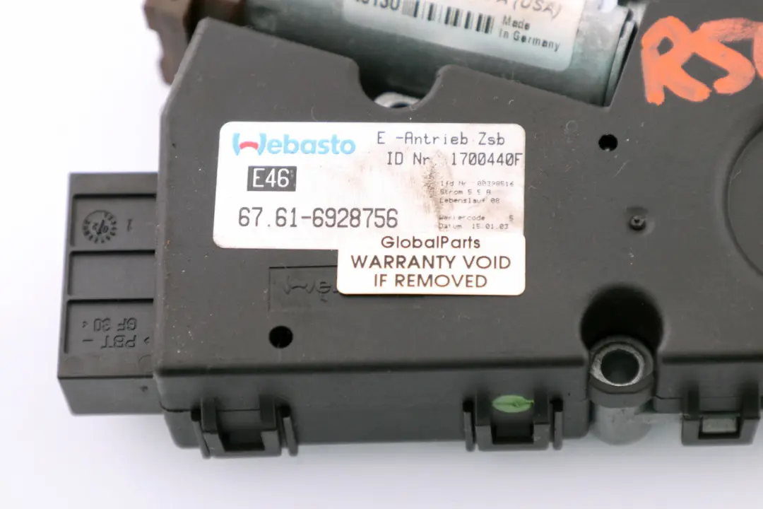 Sunroof Sliding Roof Drive Unit Motor to BMW E46 E38 Mini Cooper R50 R53 with Part number 67616918977 BMW E46 E38 Mini Cooper R50 R53 Sunroof Sliding Roof Drive Unit Motor - SKU 6918977 - Part number 67616918977