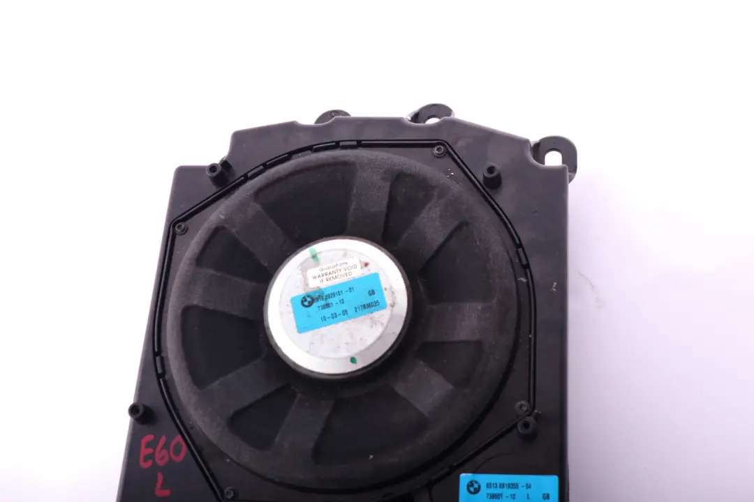 Hi-Fi System Left N/S Central Bass Speaker to BMW 5 6 Series E60 E61 E63 with Part number 6919355 BMW 5 6 Series E60 E61 E63 Hi-Fi System Left N/S Central Bass Speaker - SKU 6919355 - Part number 6919355
