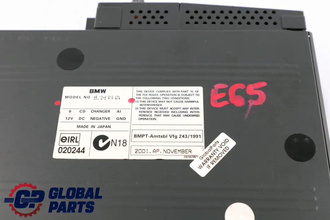 6-fach CD Changer Unita Senza Rivista 69235474 per BMW E65 E66 con numero di parte 6919474 BMW E65 E66 6-fach CD Changer Unita Senza Rivista 69235474 - SKU 6919474 - Numero di parte 6919474
