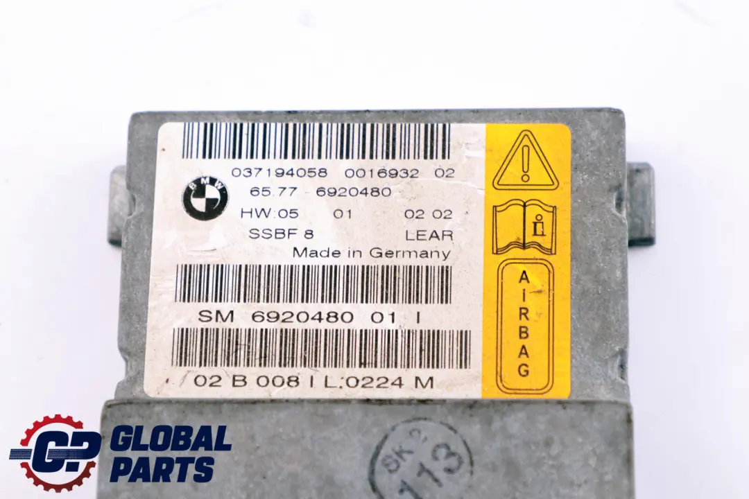 BMW 7 Series E65 E66 Passenger Seat Airbag Sensor Control Unit Module - SKU 6920480 - Part number 6920480