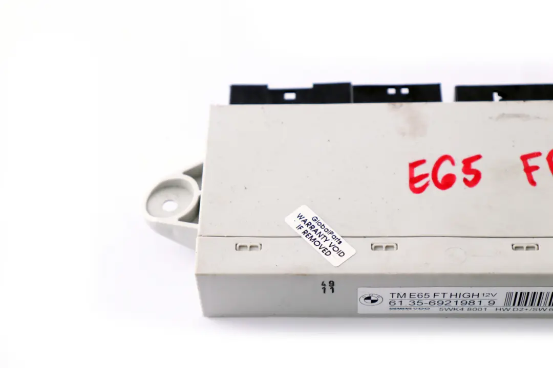 Unidad De Control Puerta Delantera Lado Conductor para BMW E65 E66 E67 con número de pieza 6921981 BMW E65 E66 E67 Unidad De Control Puerta Delantera Lado Conductor - SKU 6921981 - Número de pieza 6921981