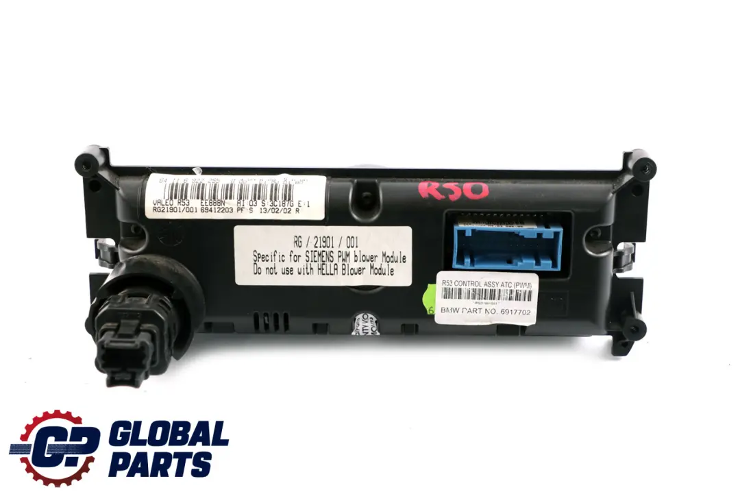 Heater Control Panel Air Conditioning to Mini Cooper R50 R52 Automatic with Part number 6922255 Mini Cooper R50 R52 Automatic Heater Control Panel Air Conditioning - SKU 6922255 - Part number 6922255