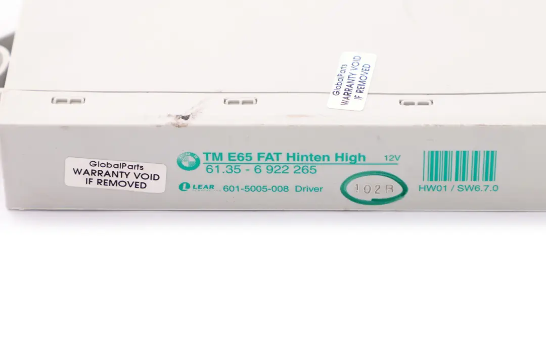 Control Unit Door Rear Driver-Side to BMW 7 Series E65 E66 E67 with Part number 61356922265 BMW 7 Series E65 E66 E67 Control Unit Door Rear Driver-Side - SKU 6922265 - Part number 61356922265