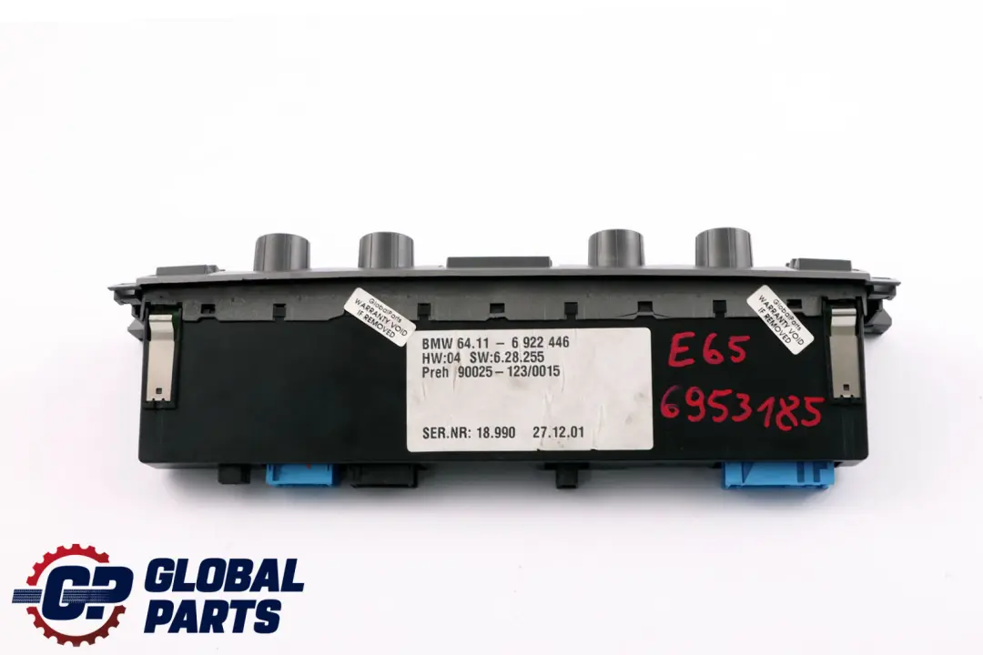 Conditioning Control Panel Switch Unit to BMW 7 Series E65 Automatic Air with Part number 6953185 BMW 7 Series E65 Automatic Air Conditioning Control Panel Switch Unit - SKU 6922446 - Part number 6953185