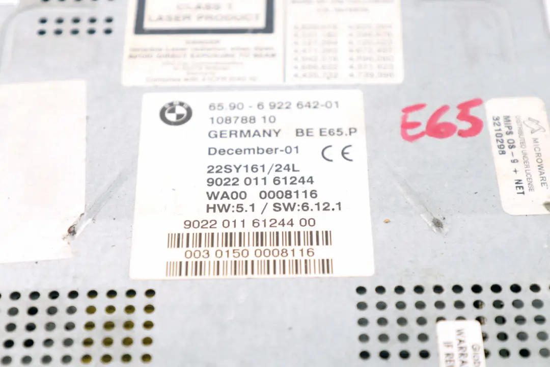 Navigation Sat Nav System CD Computer Player to BMW 7 Series E65 E66 with Part number 6922642 BMW 7 Series E65 E66 Navigation Sat Nav System CD Computer Player - SKU 6922642 - Part number 6922642