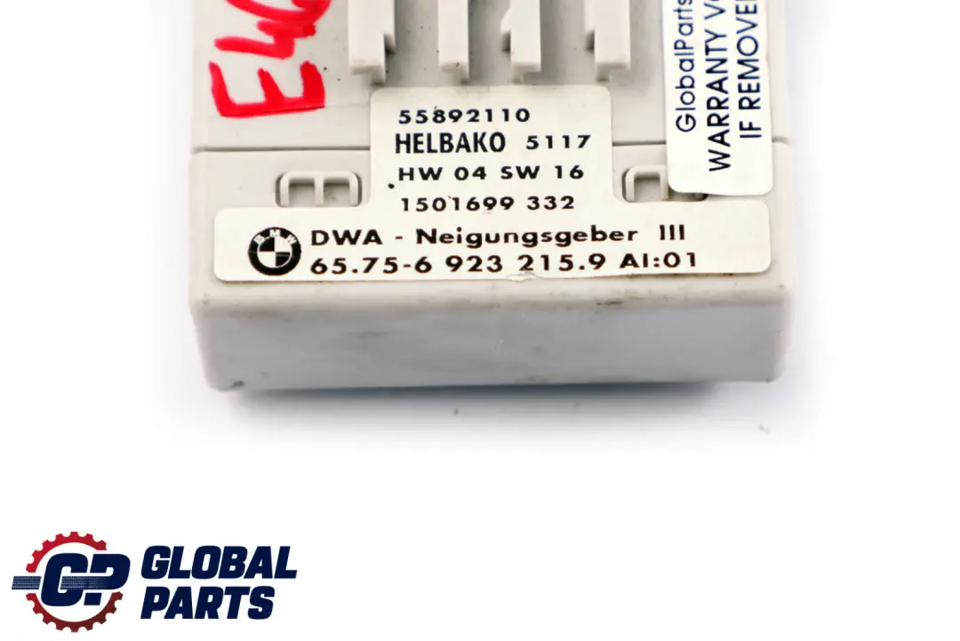 Indicador De inclinacion Alarma Sensor De inclinacion Modulo para BMW E46 con número de pieza 6923215 BMW E46 Indicador De inclinacion Alarma Sensor De inclinacion Modulo - SKU 6923215 - Número de pieza 6923215