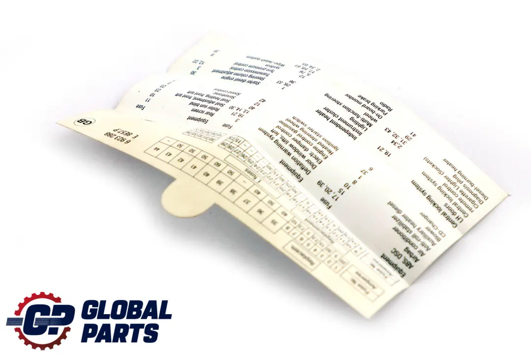BMW 7 Series E65 E66 Map Fuse Grouping - SKU 6923288 - Part number 6923288