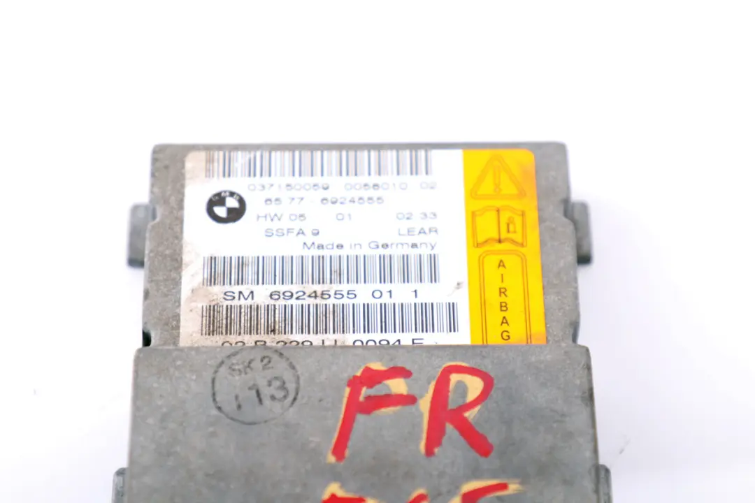 BMW 7 Series E65 E66 Driver's Seat Airbag Sensor Control Unit Module - SKU 6924555 - Part number 6924555