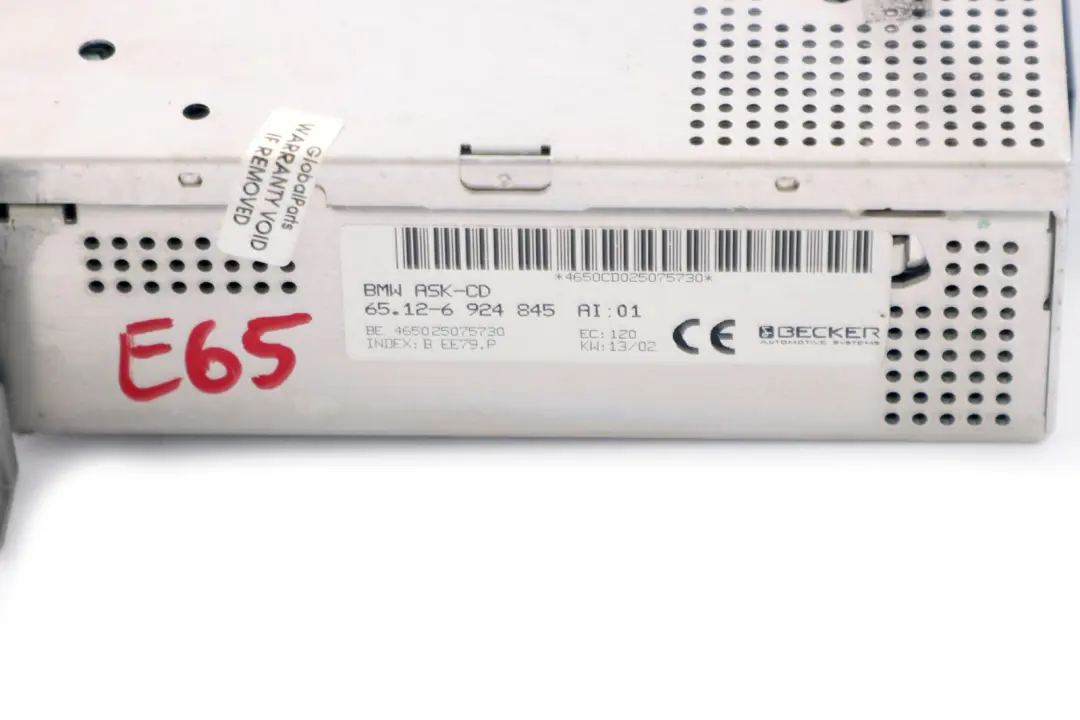 Audio System Controller Player to BMW 7 Series E65 E66 E67 CD with Part number 6924845 BMW 7 Series E65 E66 E67 CD Audio System Controller Player - SKU 6935620 - Part number 6924845