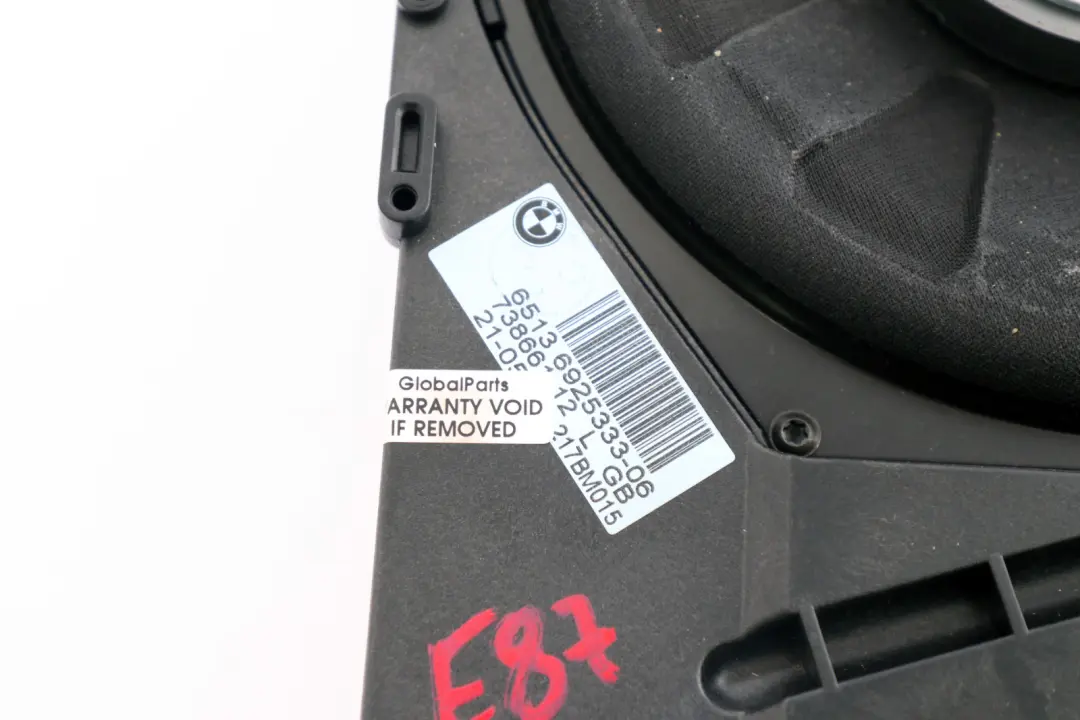 HiFi Audio system Left Central Bass Speaker Woofer N/S to BMW 1 Series E87 with Part number 6925333 BMW 1 Series E87 HiFi Audio system Left Central Bass Speaker Woofer N/S - SKU 6925333 - Part number 6925333