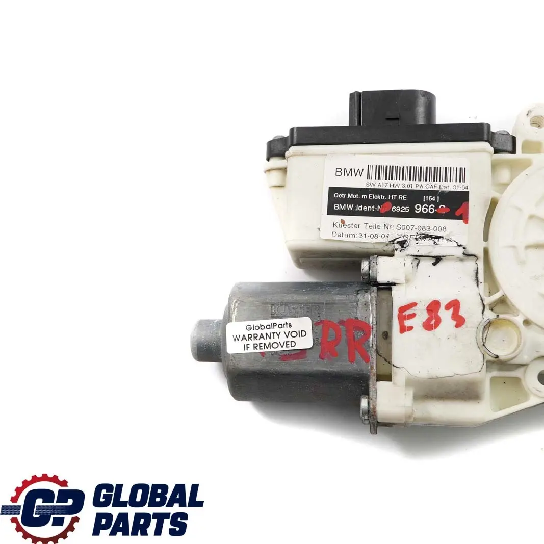 E83N Trazione Alzacristalli Motorino Posteriore Destro per BMW X3 E83 con numero di parte 6925966 BMW X3 E83 E83N Trazione Alzacristalli Motorino Posteriore Destro - SKU 6925966-1 - Numero di parte 6925966