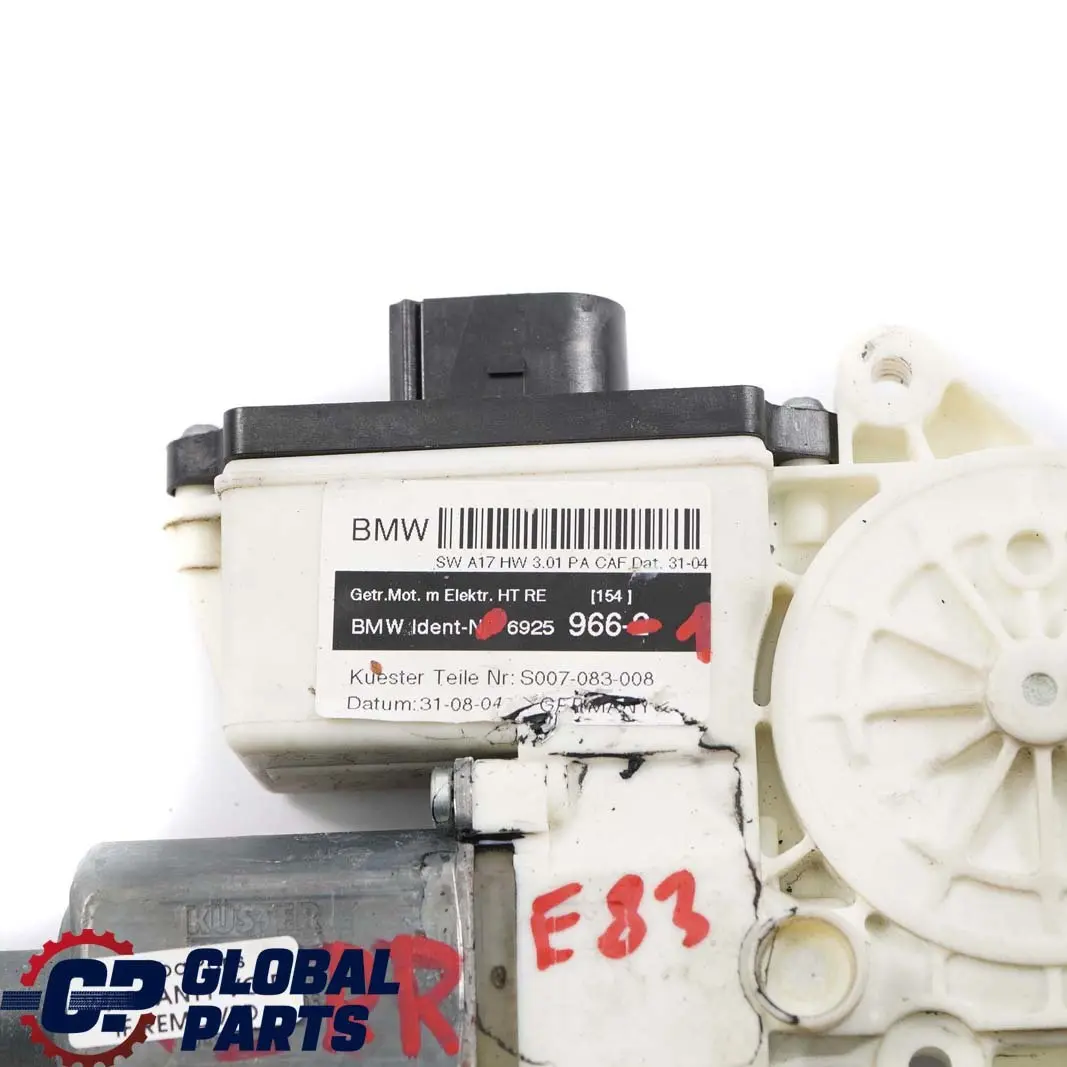 E83N Trazione Alzacristalli Motorino Posteriore Destro per BMW X3 E83 con numero di parte 6925966 BMW X3 E83 E83N Trazione Alzacristalli Motorino Posteriore Destro - SKU 6925966-1 - Numero di parte 6925966