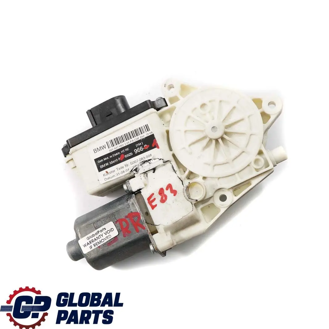 E83N Conduit Leve-vitre Window Motor Arriere Droite pour BMW X3 E83 à propos du numéro de pièce 6925966 BMW X3 E83 E83N Conduit Leve-vitre Window Motor Arriere Droite - SKU 6925966-1 - Numéro de pièce 6925966