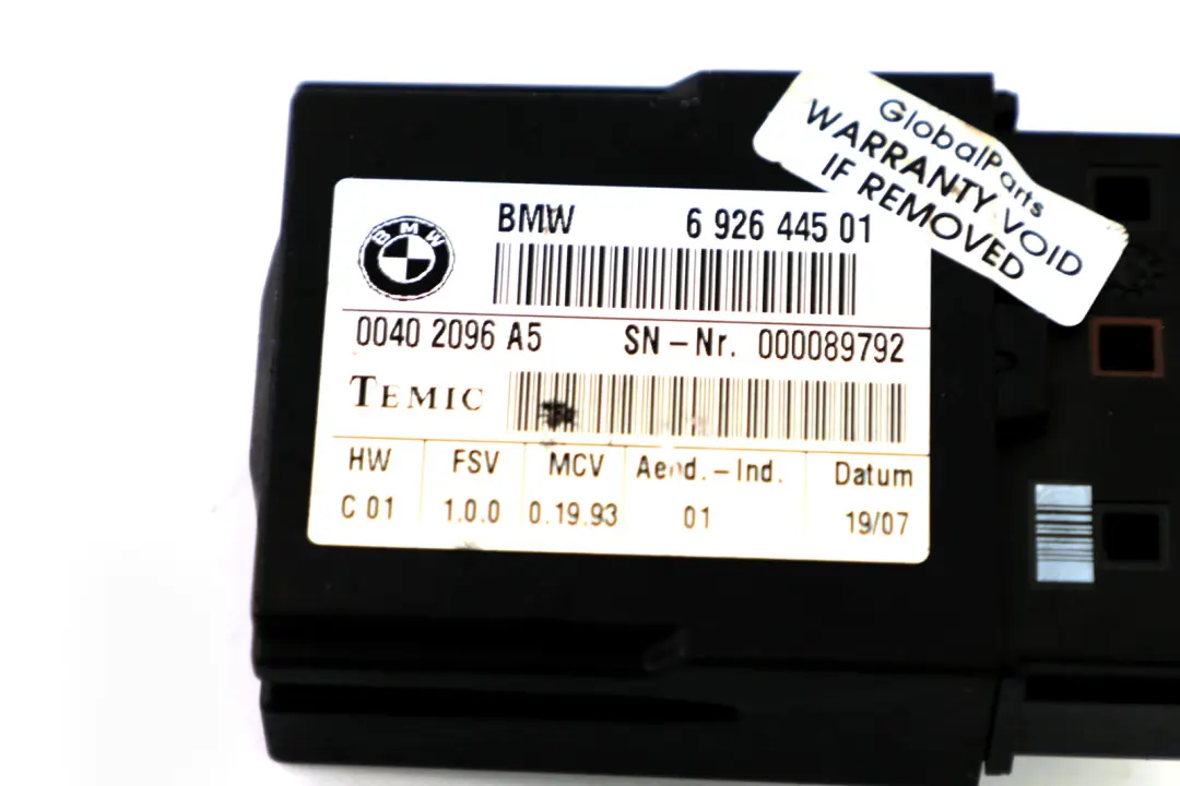 BMW 5 Series E60 E61 LCI Heated Front Seat Control Module 9182128 - SKU 6926445 - Part number 6926445