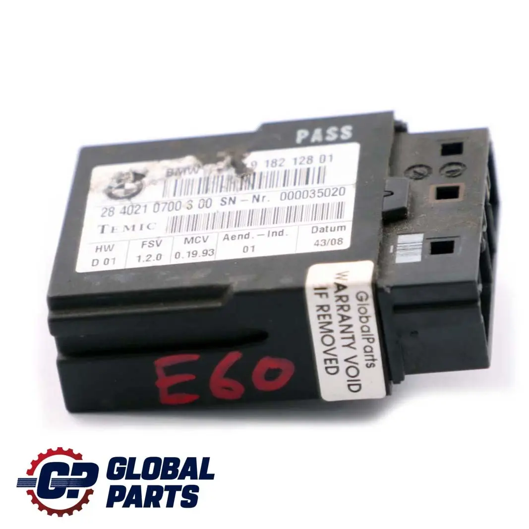BMW 5 Series E60 E61 LCI Heated Front Seat Control Module 9182128 - SKU 6926445 - Part number 6926445