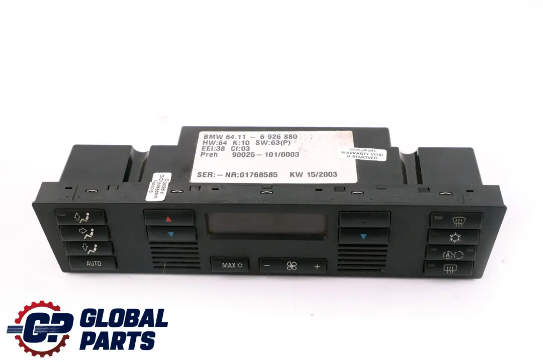 Automático A/C Interruptores de control de aire acondicionado para BMW X5 E53 con número de pieza 6926880 BMW X5 E53 Automático A/C Interruptores de control de aire acondicionado - SKU 6926880 - Número de pieza 6926880