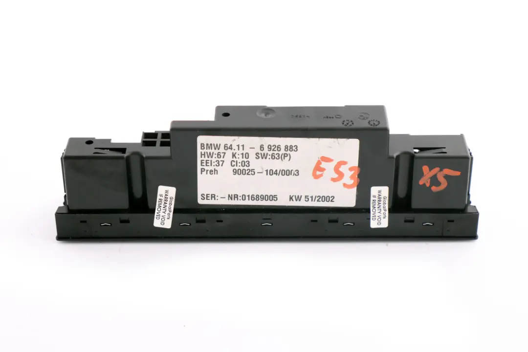BMW X5 Reihe E53 Bedienteil Klimaautomatik - SKU 6926883 - Teilenummer 6927901