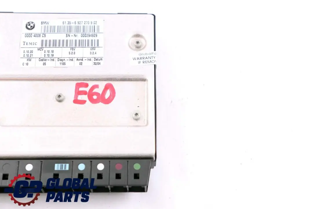 Control Unit Module Left Right Temic pour BMW 5 Series E60 Seat à propos du numéro de pièce 6927270 BMW 5 Series E60 Seat Control Unit Module Left Right Temic - SKU 6927270 - Numéro de pièce 6927270