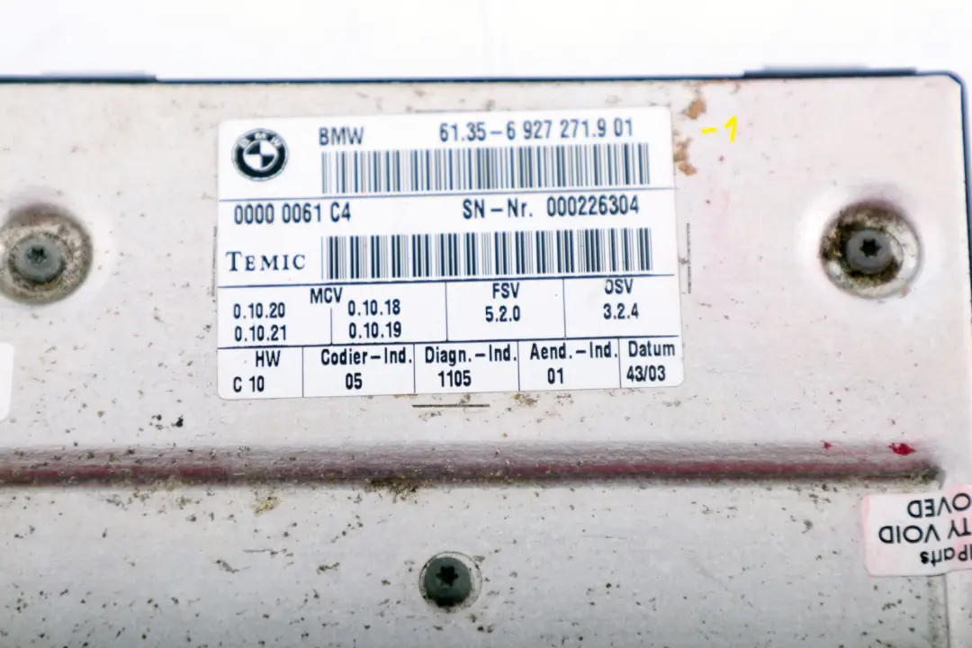 BMW 5 Series E60 Front Seat Module Control Unit - SKU 6927271-1 - Part number 6927271