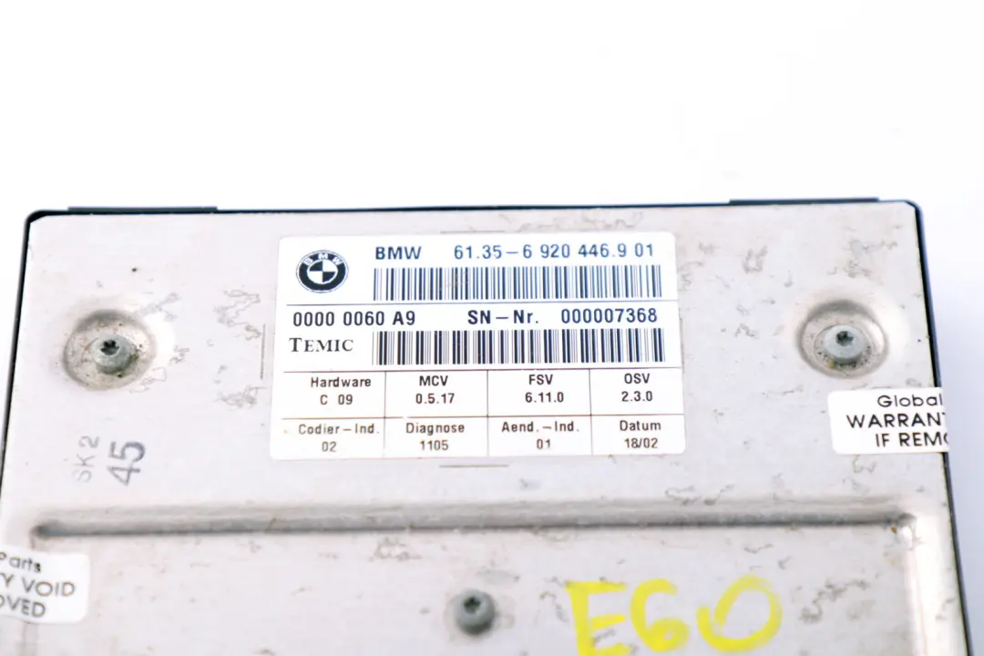 BMW E60 E61 E65 E66 Modulo Di Controllo Sedili Anteriori - SKU 6927312 - Numero di parte 6920446
