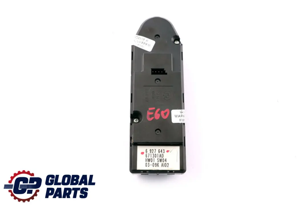 BMW 5 Series E60 E61 Switch Window Lifter Driver's Side Black - SKU 6927643 - Part number 6927643