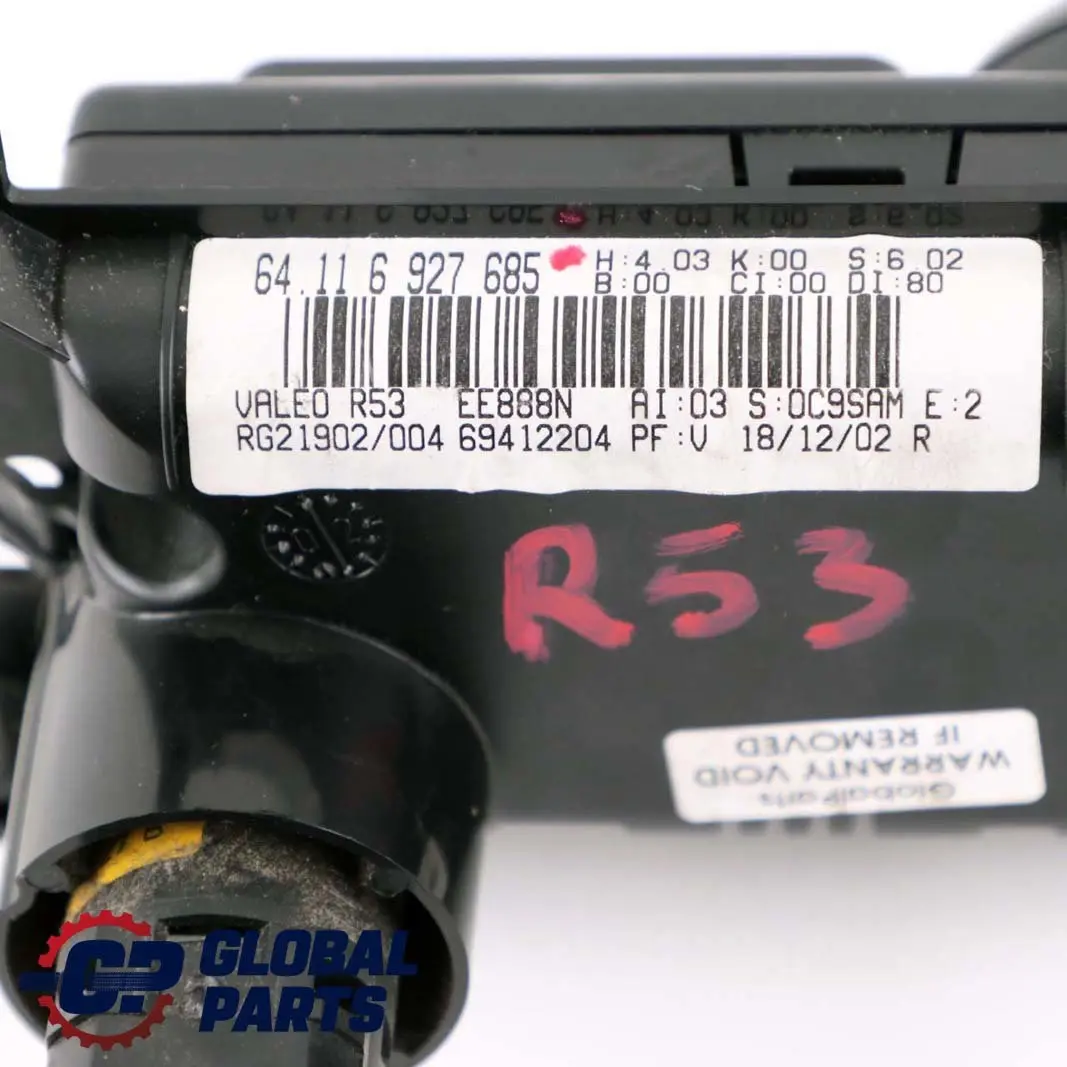 Bedienteil Klimaautomatik für Mini Cooper One R50 R53 mit Teilenummer 6927685 Mini Cooper One R50 R53 Bedienteil Klimaautomatik - SKU 6927685 - Teilenummer 6927685