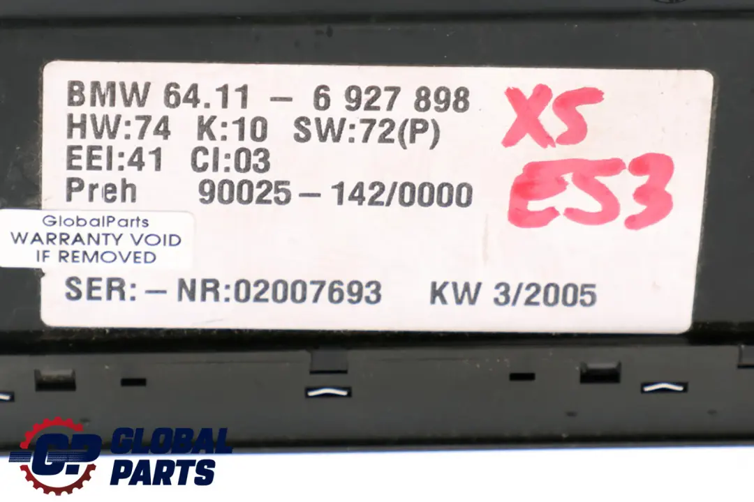 BMW X5 er E53 Bedienteil Klimaautomatik 6411 - SKU 6927898 - Teilenummer 6927898