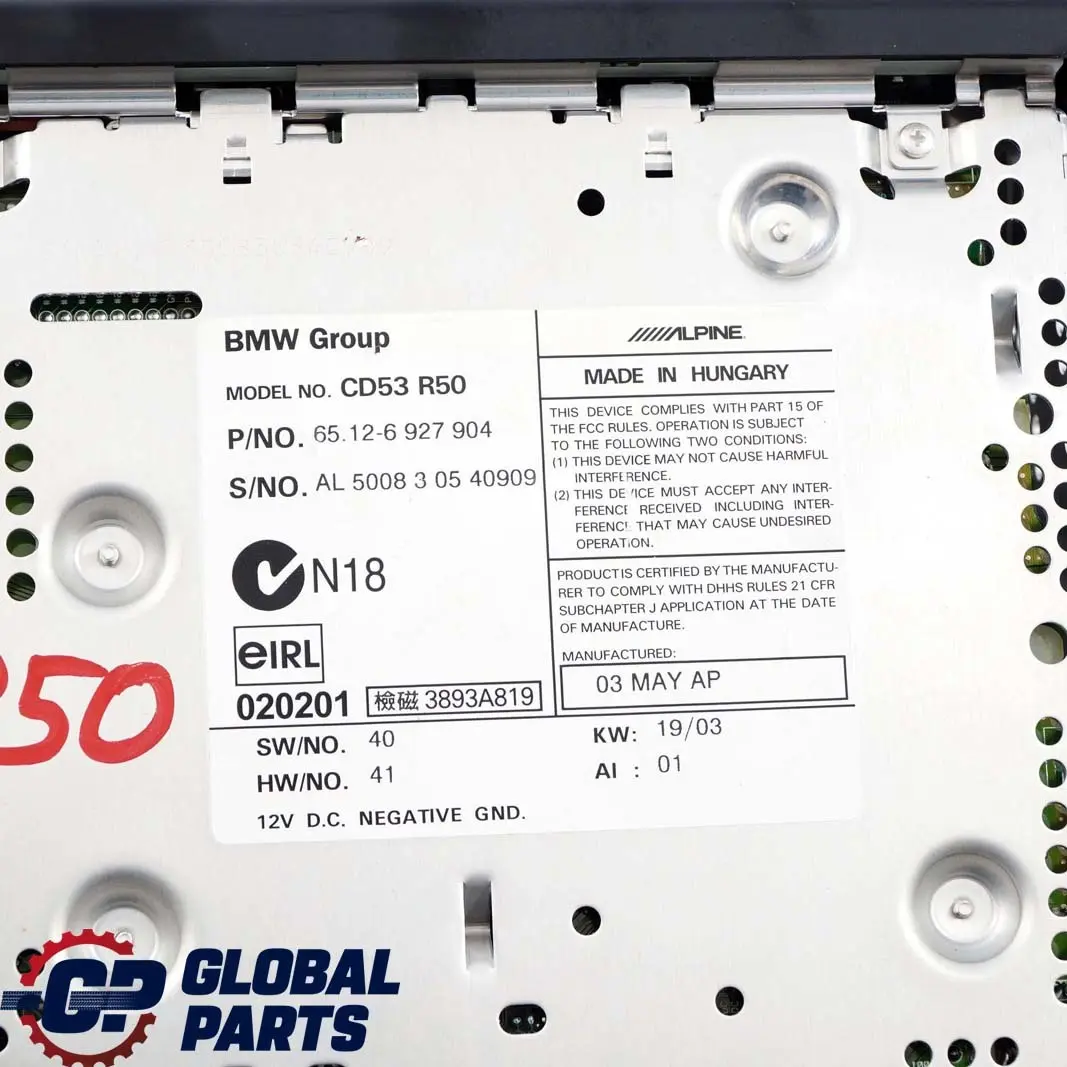 Radio Boost CD Player Unit Head Control to Mini Cooper One R50 R52 R53 with Part number 6927904 Mini Cooper One R50 R52 R53 Radio Boost CD Player Unit Head Control - SKU 6927904 - Part number 6927904