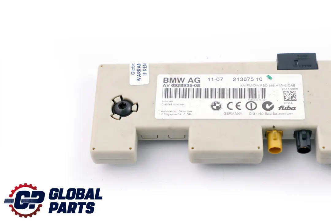 Aerial Antenna Amplifier Diversity DAB Control Unit to BMW E82 E90 E92 with Part number 6928935 BMW E82 E90 E92 Aerial Antenna Amplifier Diversity DAB Control Unit - SKU 6928935 - Part number 6928935