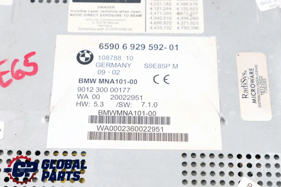 Navigation Sat Nav System CD Computer Player to BMW 7 Series E65 E66 with Part number 6922642 BMW 7 Series E65 E66 Navigation Sat Nav System CD Computer Player - SKU 6929592 - Part number 6922642