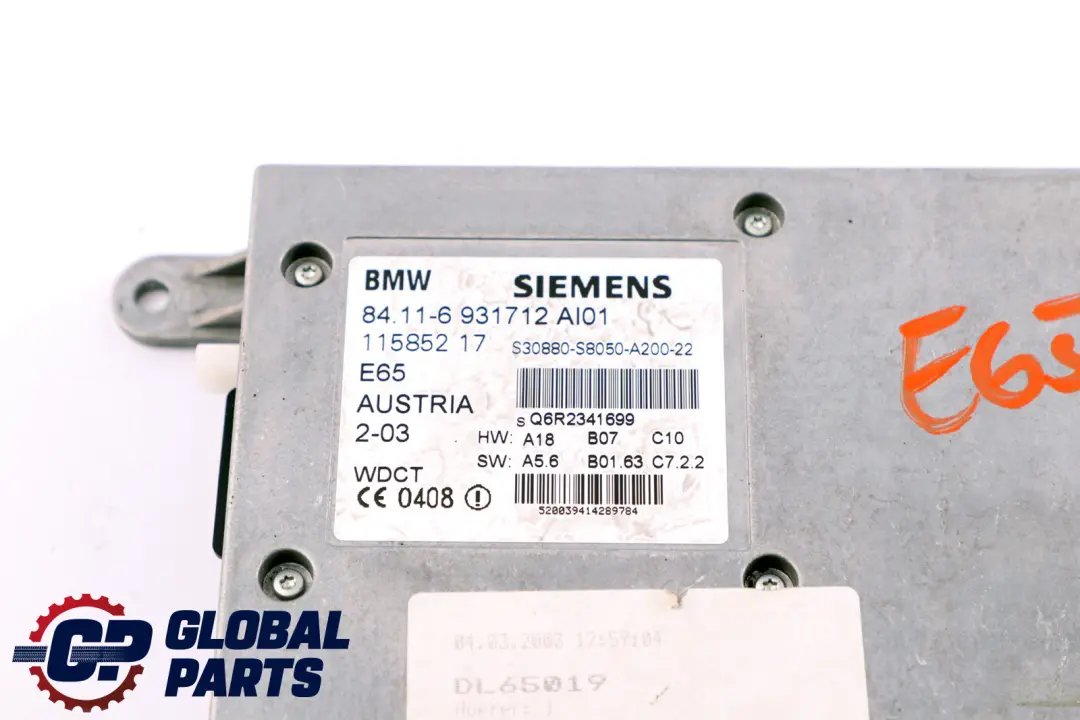 Module Emetteur Récepteur Téléphonique ECU SIEMENS pour BMW E65 E66 E67 à propos du numéro de pièce 6931712 BMW E65 E66 E67 Module Emetteur Récepteur Téléphonique ECU SIEMENS - SKU 6931712 - Numéro de pièce 6931712