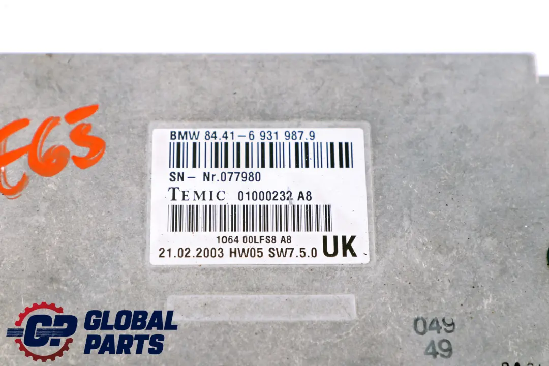 BMW 7 Series E65 E66 E67 Control Unit Voice Input System Module - SKU 6931987 - Part number 84416931987