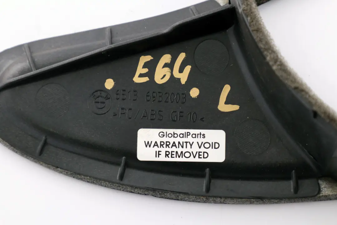 Couvercle Sound Guide Loudspeaker Left N/S pour BMW E64 à propos du numéro de pièce 6932003 BMW E64 Couvercle Sound Guide Loudspeaker Left N/S - SKU 6932003 - Numéro de pièce 6932003
