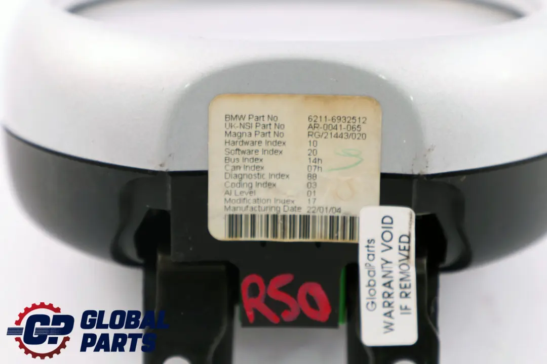 Mini Cooper R50 R52 R53 Compte-Tours Colonne de Direction Argent - SKU 6932512 - Numéro de pièce 6924924