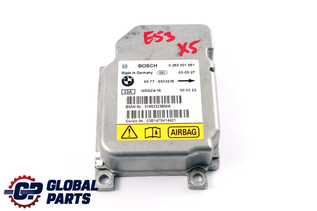 Unidad de Control del Airbag Lateral Módulo ECU para BMW 3 X5 Serie E46 E53 con número de pieza 6933238 BMW 3 X5 Serie E46 E53 Unidad de Control del Airbag Lateral Módulo ECU - SKU 6933238 - Número de pieza 6933238