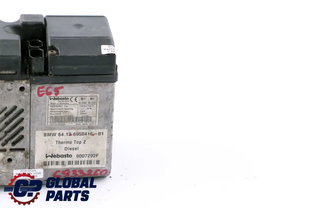 Webasto Additional Heater 6950416 to BMW E65 E66 Diesel with Part number 6933260 BMW E65 E66 Diesel Webasto Additional Heater 6950416 - SKU 6933260 - Part number 6933260